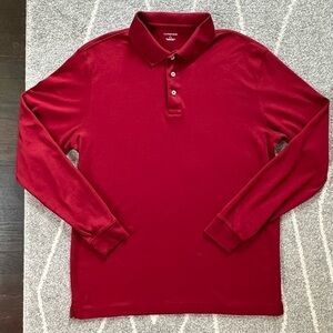 Lands’ End Maroon Red Long Sleeve Polo Shirt